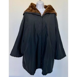 SPORTMAX DEFILE REVERSIBLE HOODED BLACK/BROWN PARKA . MADE IN ITALY. SIZE 10